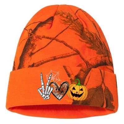 Peace Love Pumpkin Skeleton Halloween Costume Gift Kati Licensed 12" Camo Beanie