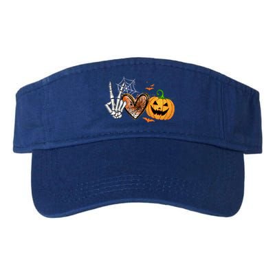 Peace Love Pumpkin Skeleton Halloween Costume Gift Valucap Bio-Washed Visor