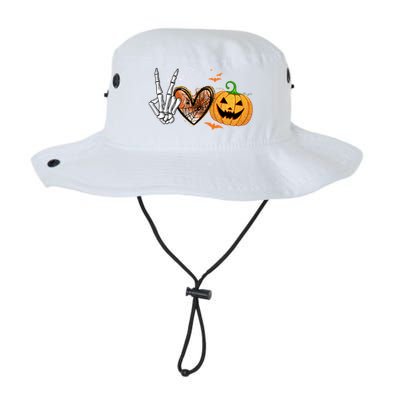 Peace Love Pumpkin Skeleton Halloween Costume Gift Legacy Cool Fit Booney Bucket Hat