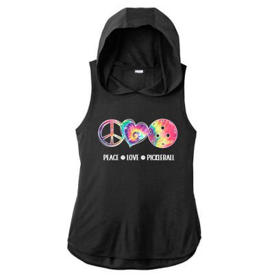 Peace Love Pickleball Funny Pickleball Tie Dye Great Gift Ladies PosiCharge Tri-Blend Wicking Draft Hoodie Tank