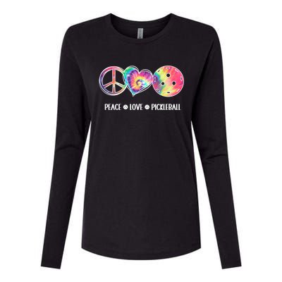 Peace Love Pickleball Funny Pickleball Tie Dye Great Gift Womens Cotton Relaxed Long Sleeve T-Shirt