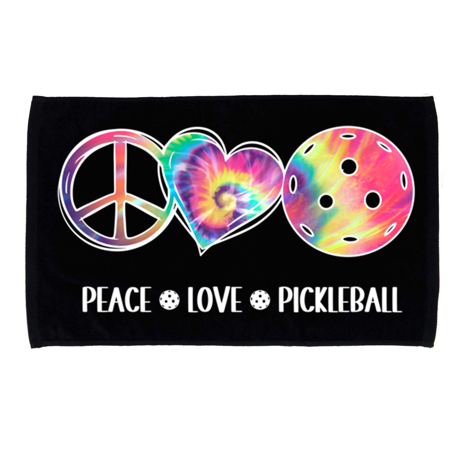 Peace Love Pickleball Funny Pickleball Tie Dye Great Gift Microfiber Hand Towel