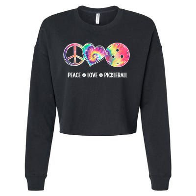 Peace Love Pickleball Funny Pickleball Tie Dye Great Gift Cropped Pullover Crew