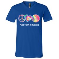 Peace Love Pickleball Funny Pickleball Tie Dye Great Gift V-Neck T-Shirt