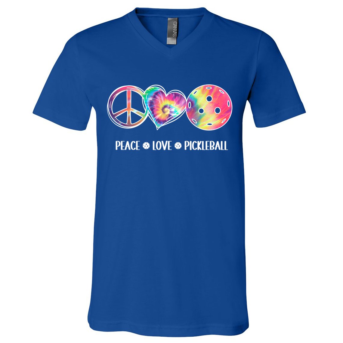 Peace Love Pickleball Funny Pickleball Tie Dye Great Gift V-Neck T-Shirt