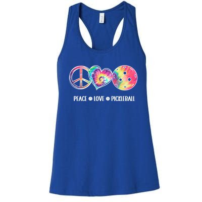 Peace Love Pickleball Funny Pickleball Tie Dye Great Gift Women's Racerback Tank