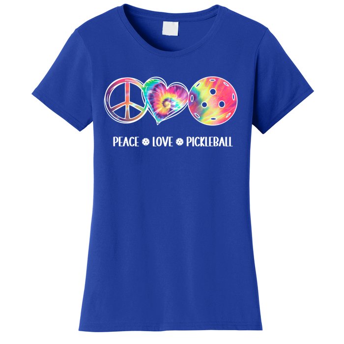 Peace Love Pickleball Funny Pickleball Tie Dye Great Gift Women's T-Shirt