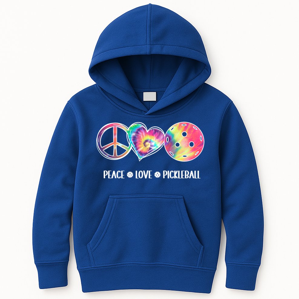 Peace Love Pickleball Funny Pickleball Tie Dye Great Gift Kids Hoodie