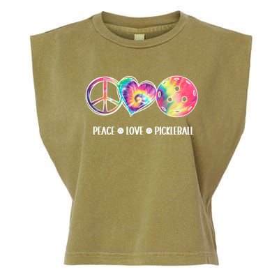 Peace Love Pickleball Funny Pickleball Tie Dye Great Gift Garment-Dyed Women's Muscle Tee