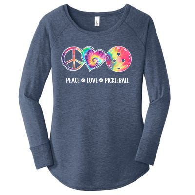 Peace Love Pickleball Funny Pickleball Tie Dye Great Gift Women's Perfect Tri Tunic Long Sleeve Shirt