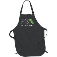 Peace Love Pickles Retro Pickles Lover Food Lover Full-Length Apron With Pockets