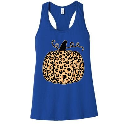 Pumpkin Leopard Print Halloween Thanksgiving Great Gift Women's Racerback Tank