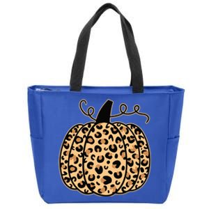 Pumpkin Leopard Print Halloween Thanksgiving Great Gift Zip Tote Bag