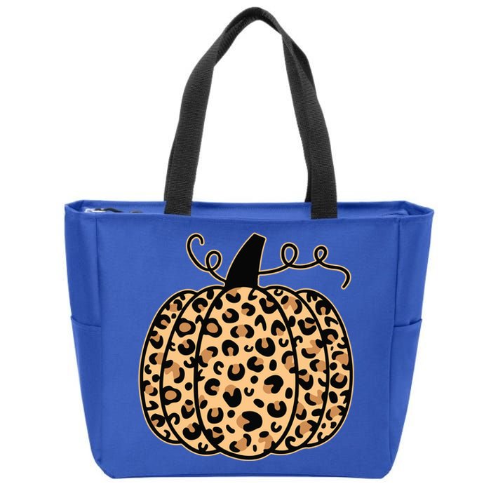 Pumpkin Leopard Print Halloween Thanksgiving Great Gift Zip Tote Bag