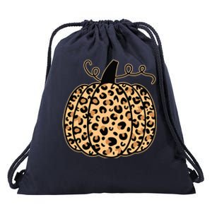 Pumpkin Leopard Print Halloween Thanksgiving Great Gift Drawstring Bag