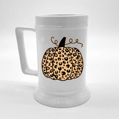 Pumpkin Leopard Print Halloween Thanksgiving Great Gift Beer Stein