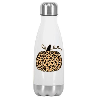 Pumpkin Leopard Print Halloween Thanksgiving Great Gift Stainless Steel Insulated Water Bottle