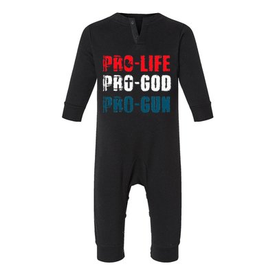 Pro Life Pro God Pro Gun Patriotic Americans Infant Fleece One Piece