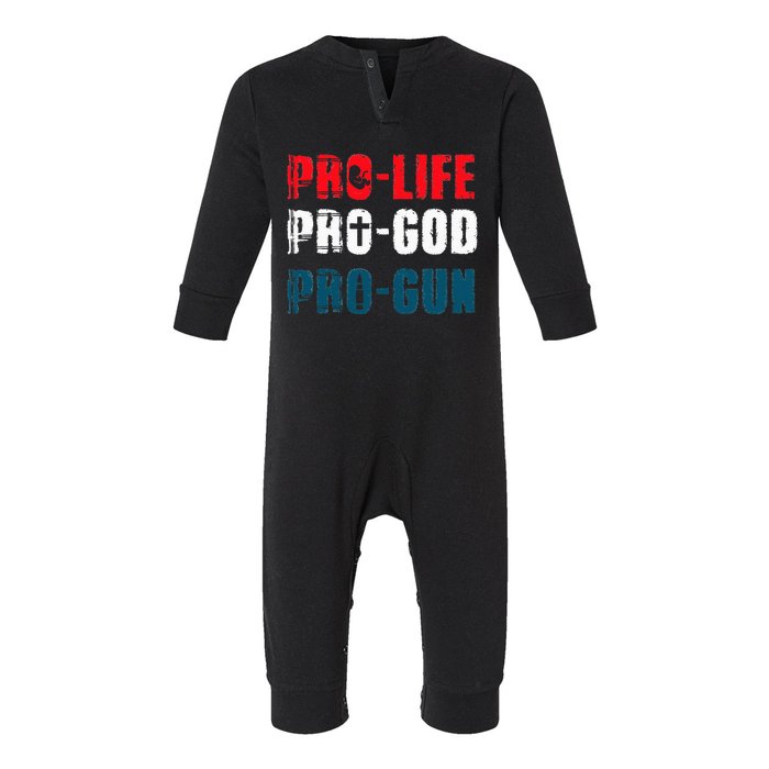 Pro Life Pro God Pro Gun Patriotic Americans Infant Fleece One Piece