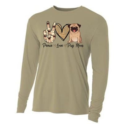 Peace Love Pug Mom Funny Dog Mom Puppy Lover Mothers Day Cooling Performance Long Sleeve Crew