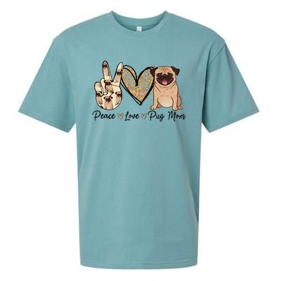 Peace Love Pug Mom Funny Dog Mom Puppy Lover Mothers Day Sueded Cloud Jersey T-Shirt