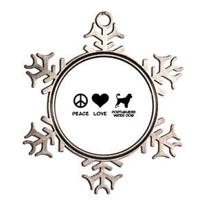 Peace Love Portuguese Water Dog Gift Metallic Star Ornament