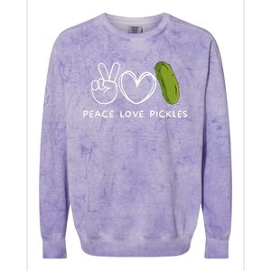 Peace Love Pickles Retro Pickles Lover Food Lover Colorblast Crewneck Sweatshirt