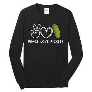 Peace Love Pickles Retro Pickles Lover Food Lover Tall Long Sleeve T-Shirt