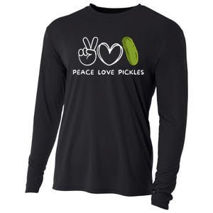 Peace Love Pickles Retro Pickles Lover Food Lover Cooling Performance Long Sleeve Crew