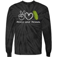 Peace Love Pickles Retro Pickles Lover Food Lover Tie-Dye Long Sleeve Shirt