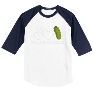 Peace Love Pickles Retro Pickles Lover Food Lover Baseball Sleeve Shirt