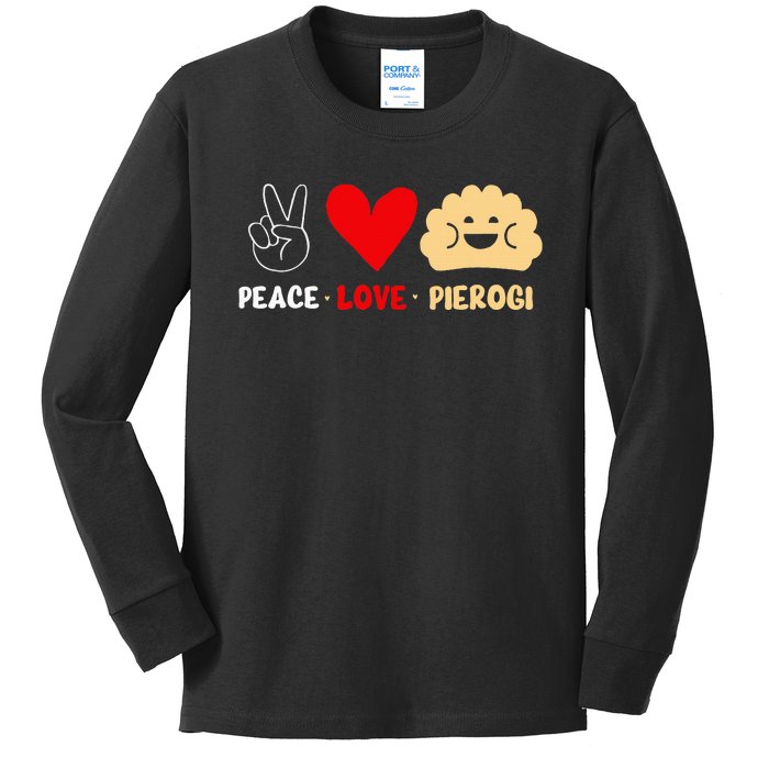 Peace Love Pierogi Kids Long Sleeve Shirt