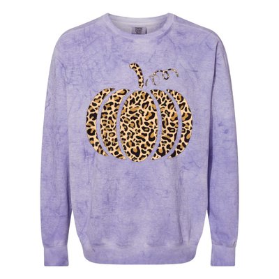 Pumpkin Leopard Print Cheetah Fall Graphic Thanksgiving Colorblast Crewneck Sweatshirt