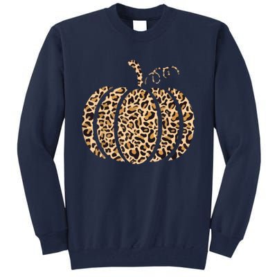 Pumpkin Leopard Print Cheetah Fall Graphic Thanksgiving Tall Sweatshirt