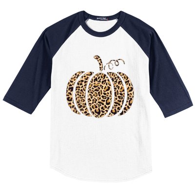 Pumpkin Leopard Print Cheetah Fall Graphic Thanksgiving Baseball Sleeve Shirt