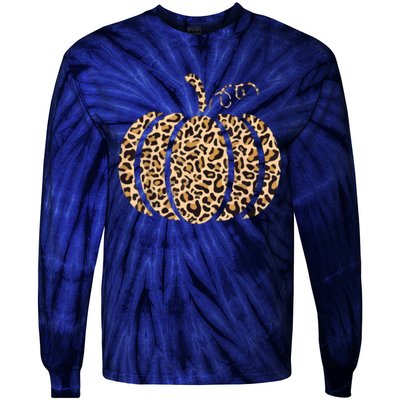 Pumpkin Leopard Print Cheetah Fall Graphic Thanksgiving Tie-Dye Long Sleeve Shirt