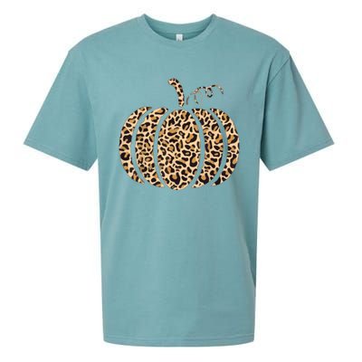 Pumpkin Leopard Print Cheetah Fall Graphic Thanksgiving Sueded Cloud Jersey T-Shirt