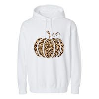 Pumpkin Leopard Print Cheetah Fall Graphic Thanksgiving Garment-Dyed Fleece Hoodie