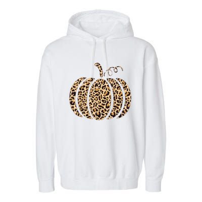 Pumpkin Leopard Print Cheetah Fall Graphic Thanksgiving Garment-Dyed Fleece Hoodie