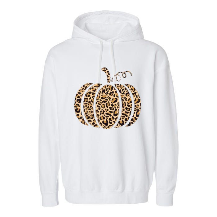 Pumpkin Leopard Print Cheetah Fall Graphic Thanksgiving Garment-Dyed Fleece Hoodie