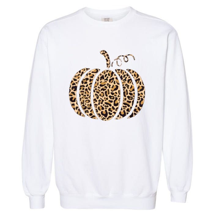 Pumpkin Leopard Print Cheetah Fall Graphic Thanksgiving Garment-Dyed Sweatshirt