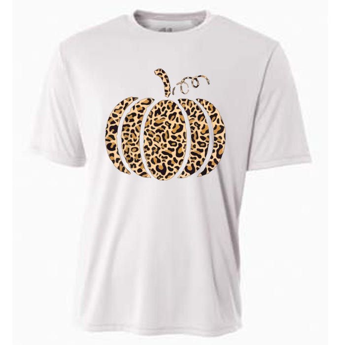 Pumpkin Leopard Print Cheetah Fall Graphic Thanksgiving Cooling Performance Crew T-Shirt