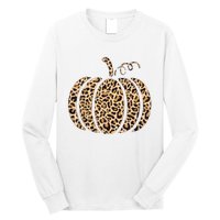 Pumpkin Leopard Print Cheetah Fall Graphic Thanksgiving Long Sleeve Shirt