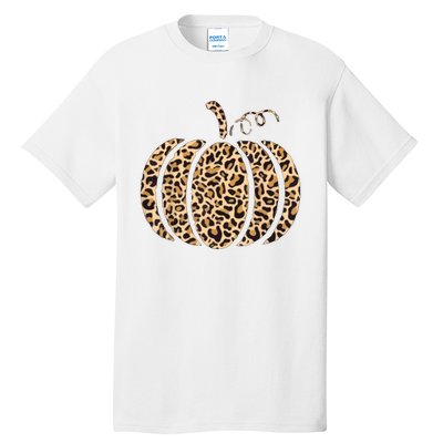 Pumpkin Leopard Print Cheetah Fall Graphic Thanksgiving Tall T-Shirt