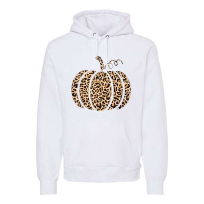 Pumpkin Leopard Print Cheetah Fall Graphic Thanksgiving Premium Hoodie