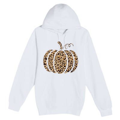 Pumpkin Leopard Print Cheetah Fall Graphic Thanksgiving Premium Pullover Hoodie