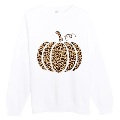 Pumpkin Leopard Print Cheetah Fall Graphic Thanksgiving Premium Crewneck Sweatshirt