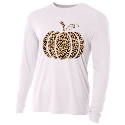 Pumpkin Leopard Print Cheetah Fall Graphic Thanksgiving Cooling Performance Long Sleeve Crew