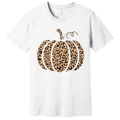 Pumpkin Leopard Print Cheetah Fall Graphic Thanksgiving Premium T-Shirt