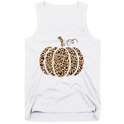 Pumpkin Leopard Print Cheetah Fall Graphic Thanksgiving Tank Top